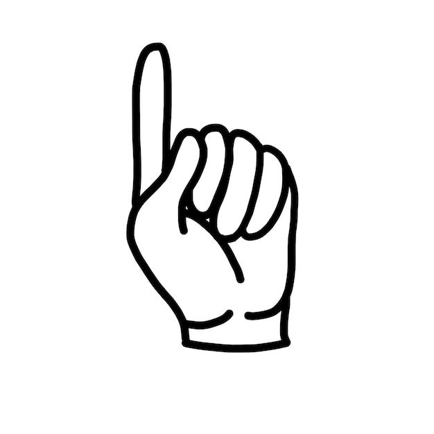 Hand with first finger in outline doodle style