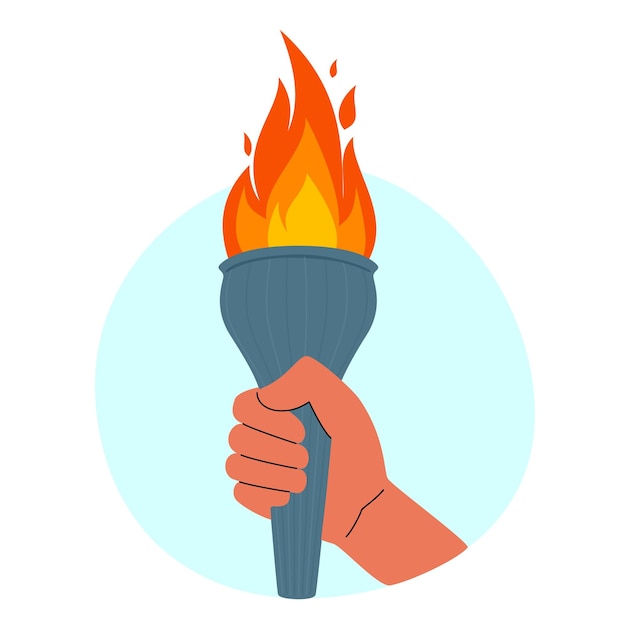 Vector hand with flaming torch