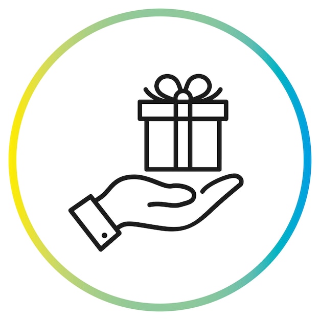 hand with gift icon vector