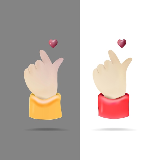 A hand with a heart on it is pointing to the left.