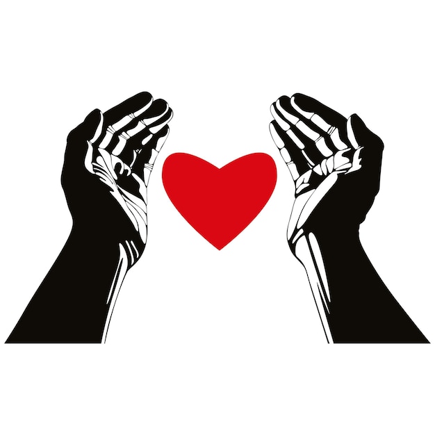 Hand with heart vector symbol.