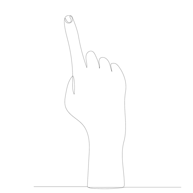 Hand with index finger continuous line sketch vector