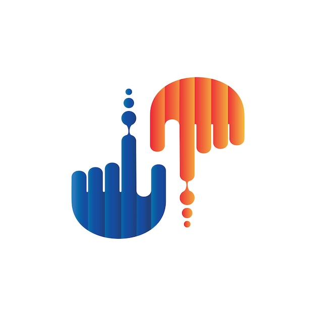 Hand with letter h gradient technology logo