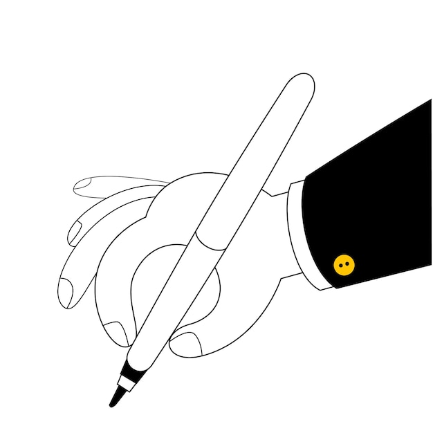 A hand with a pen is writing something