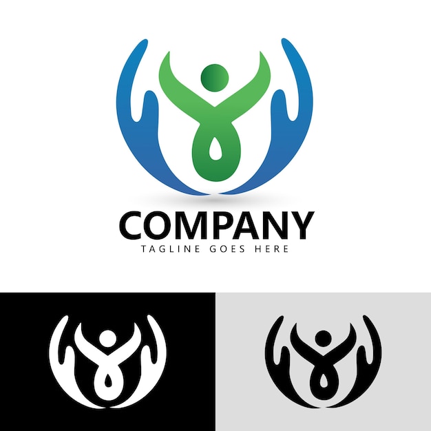 Hand With People Care Logo Vector