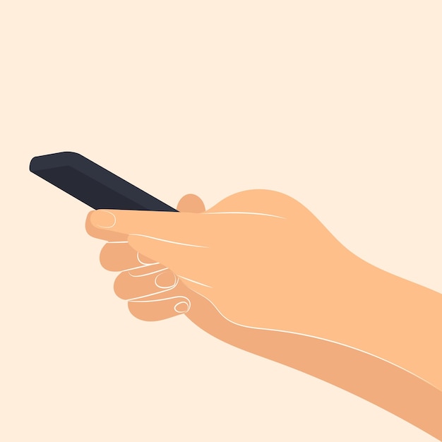 Hand with phone flat design vector