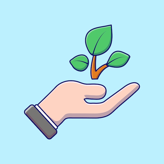 Hand with plant growth vector flat illustration