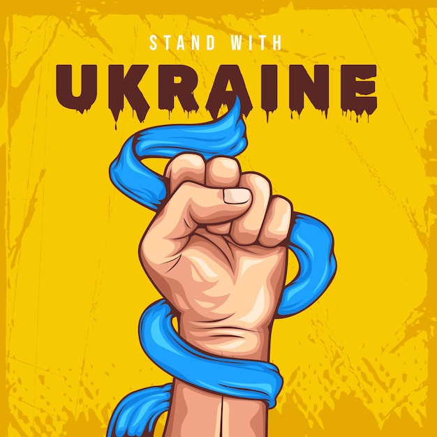 Hand with ribbon Ukraine Poster Vector Ilustration