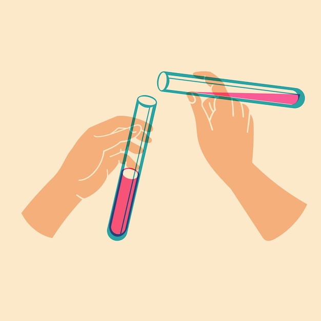 Hand with a test tube Avatar badge poster logo templates print Vector illustration