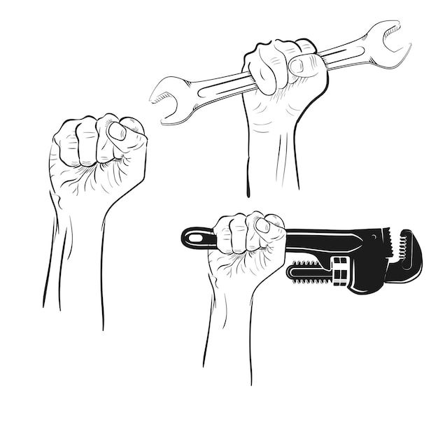 hand and wrench logo