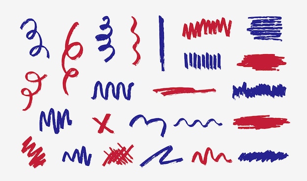 Hand writting draw line brush vector set