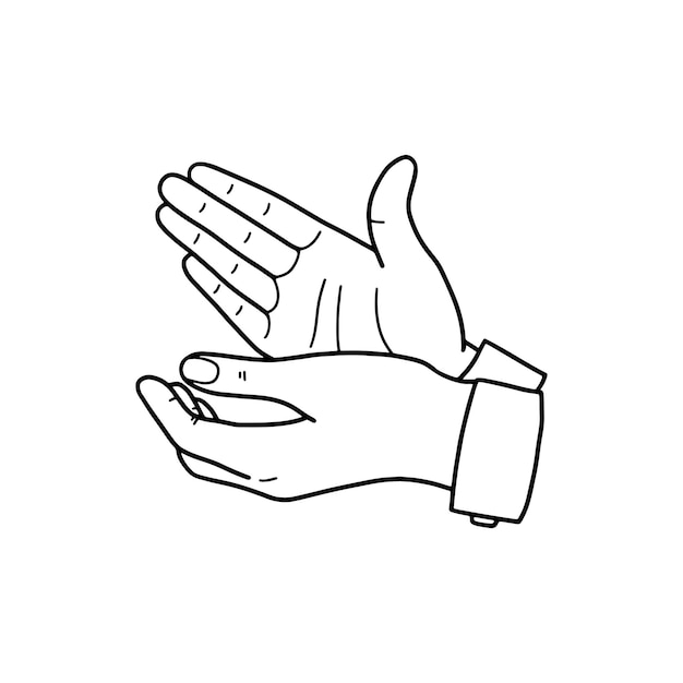 Handclaps applause A design element in the form of two hands in the outline style