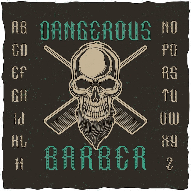 Handcrafted 'Dangerous Barber' typeface in aged style