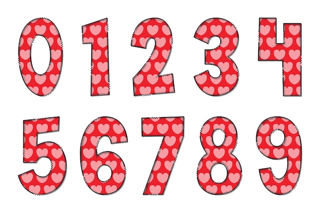 Handcrafted Lovely Numbers Color Creative Art Typographic Design