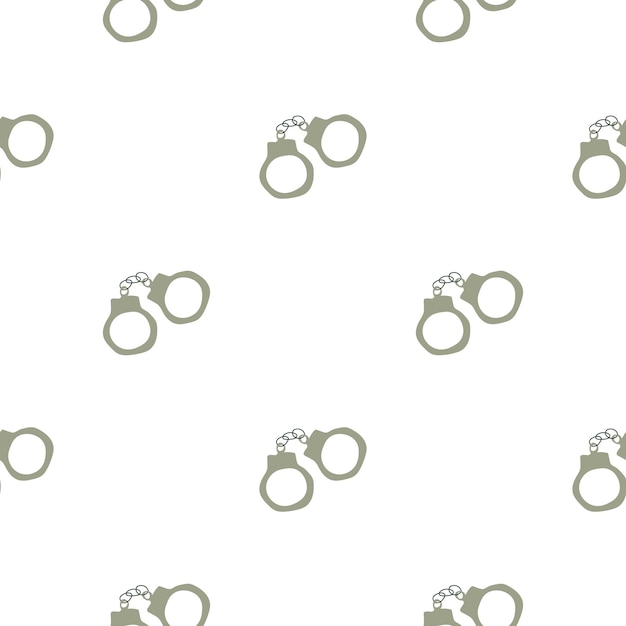 Handcuffs seamless pattern Wild West theme Hand drawn colored trendy Vector print