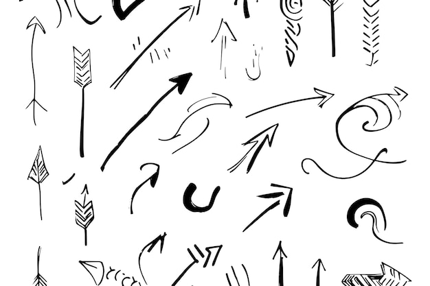 Vector handdrawn abstract arrows set doodle arrows for design