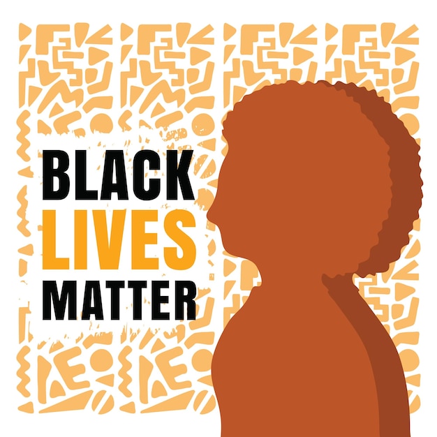 Vector handdrawn african woman black lives matters instagram post template