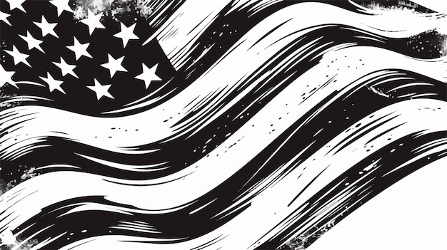 HandDrawn American Flag Banner Illustration