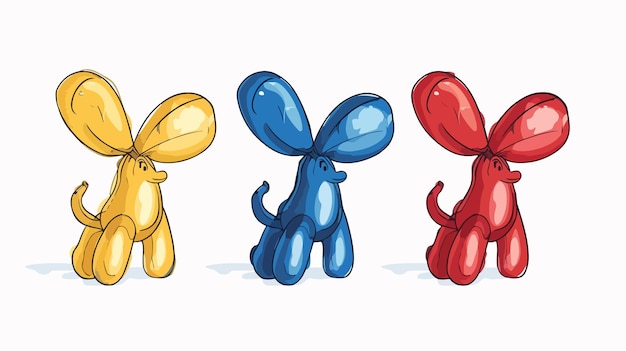 Vector handdrawn balloon dog key accessories flat icon