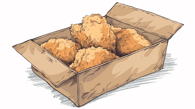 Vector handdrawn battered fried chicken box illustration