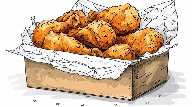 Vector handdrawn battered fried chicken box illustration