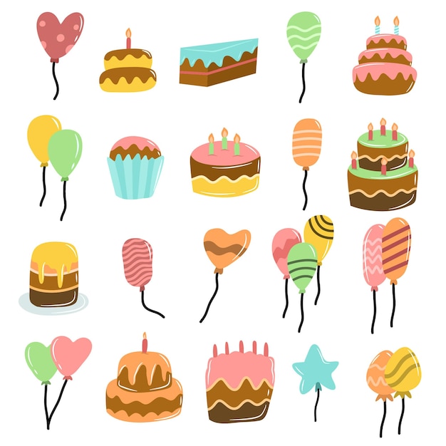 handdrawn birthday party collection vector