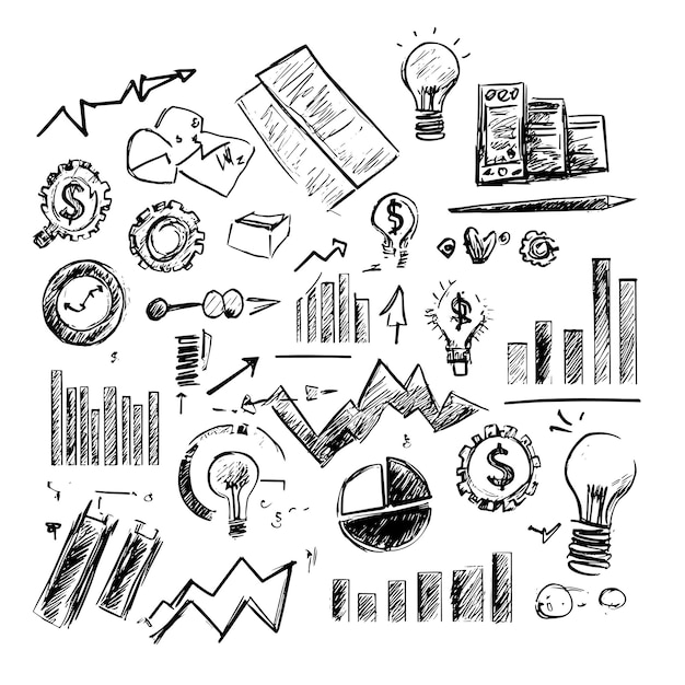 Vector handdrawn business infographics and icons for creative projects