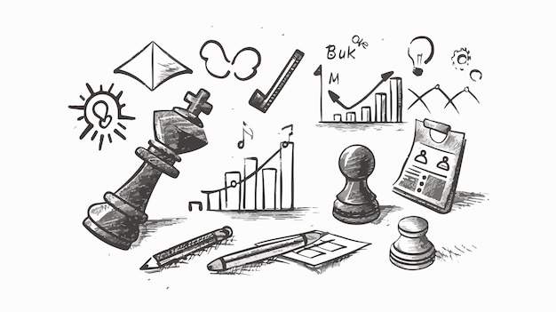 Vector handdrawn business strategy and planning vector illustration