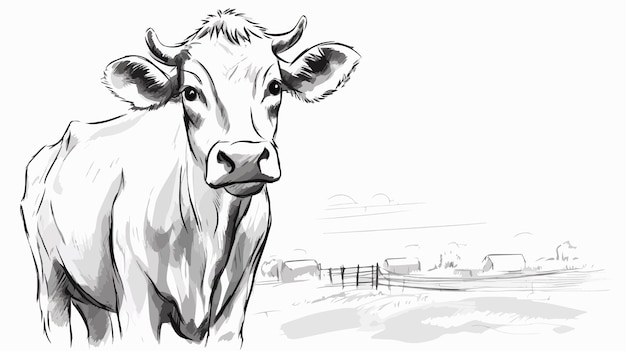 Handdrawn Calf Portrait Sketch for Farming and Cattle Enthusiasts