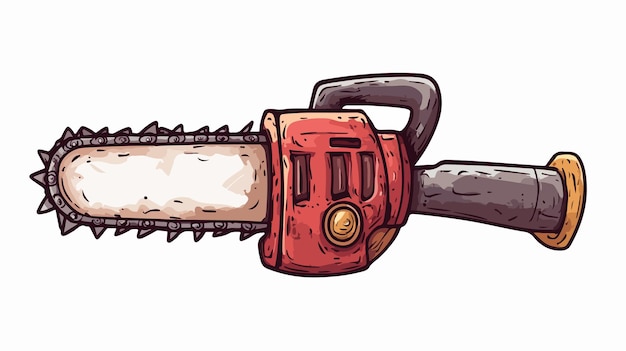 Vector handdrawn cartoon doodle of a chain saw in action