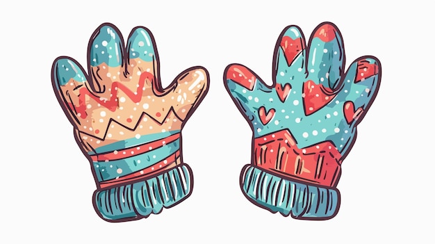 Handdrawn Childrens Winter Gloves Vector Illustration