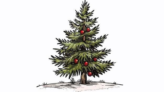 Handdrawn Christmas Tree Plant Vector Illustration