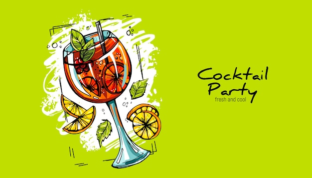 Handdrawn cocktail