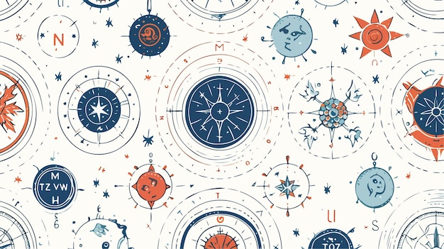 Vector handdrawn constellations and zodiac signs illustration