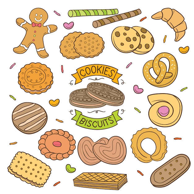 Handdrawn cookies and Biscuits