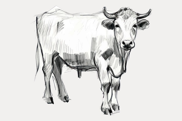 Vector handdrawn cow sketch art