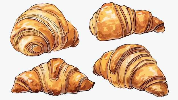 Handdrawn Croissant Baking Bun Vector Illustration