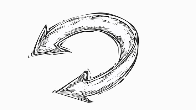 Vector handdrawn curved lined arrow vector illustration