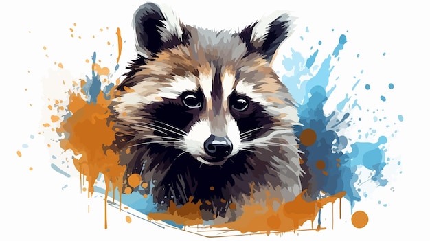 Handdrawn Digital Painting of Stylish Raccoon