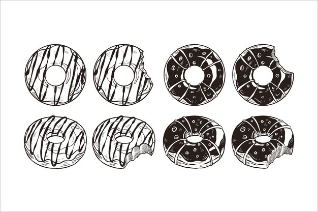 Vector handdrawn donuts illustration