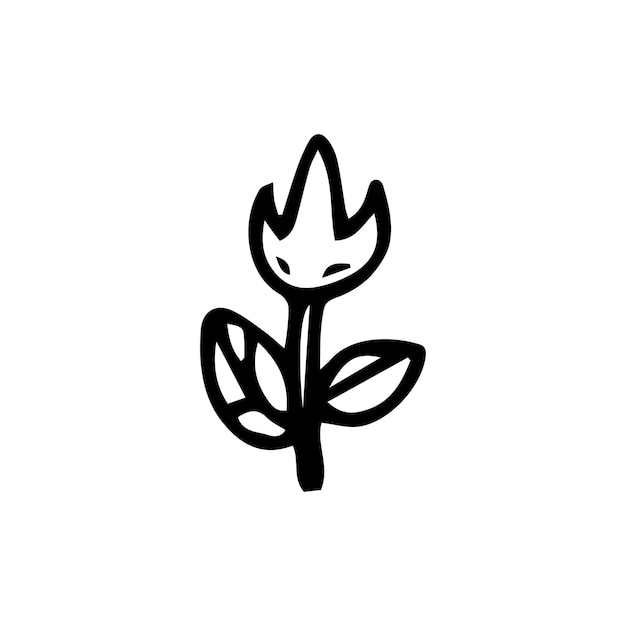 Handdrawn doodle flower icon. Hand drawn black sketch. Sign symbol. Decoration element. White background. Isolated. Flat design. Vector illustration.