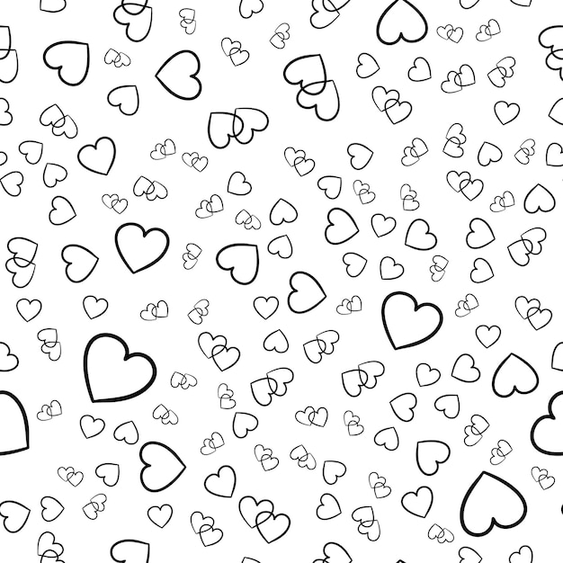 Handdrawn doodle seamless pattern with hearts