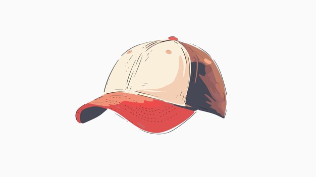 Vector handdrawn flat illustration of baseball cap hat