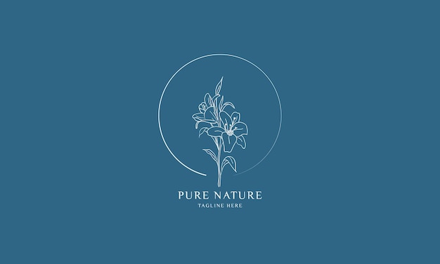 Handdrawn floral botanical logo illustration collection for beauty natural organic Premium Vector