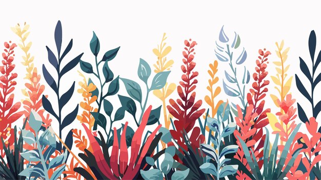 Vector handdrawn floral bushes and plants vector illustration