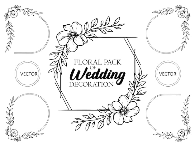 Handdrawn floral decorative elements