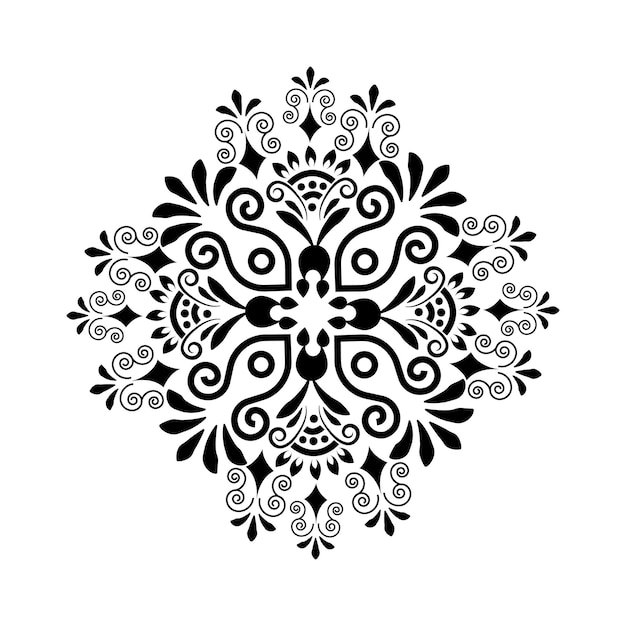 Handdrawn floral linear mandala Achromatic vector illustration graphic design