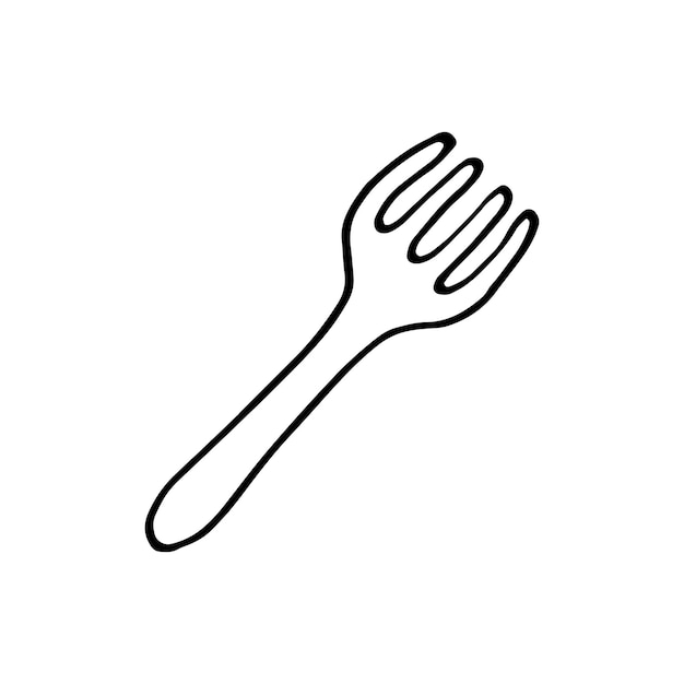 Handdrawn fork and knife  doodle icon. Hand drawn black sketch. Sign symbol. Decoration element. White background. Isolated. Flat design. Vector illustration.