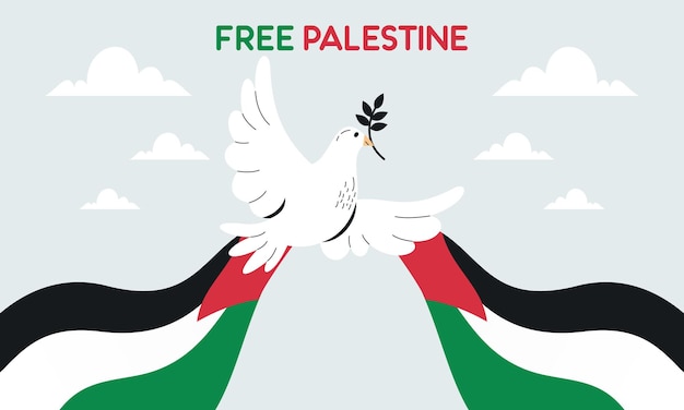 Vector handdrawn free palestines lives matter concept of freedom and peace illustration