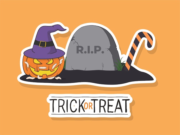 Handdrawn halloween sticker illustration